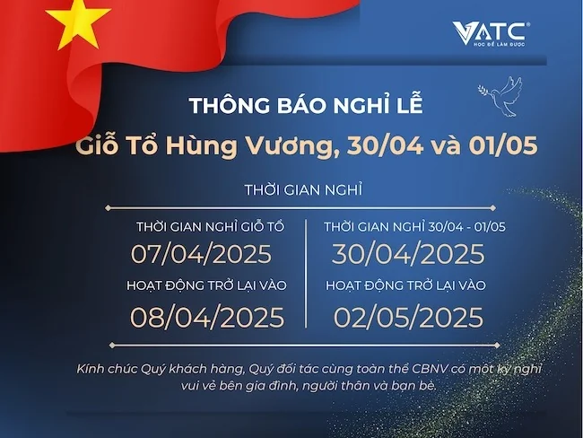 Thông báo về việc nghỉ lễ 30/04 và 01/05
