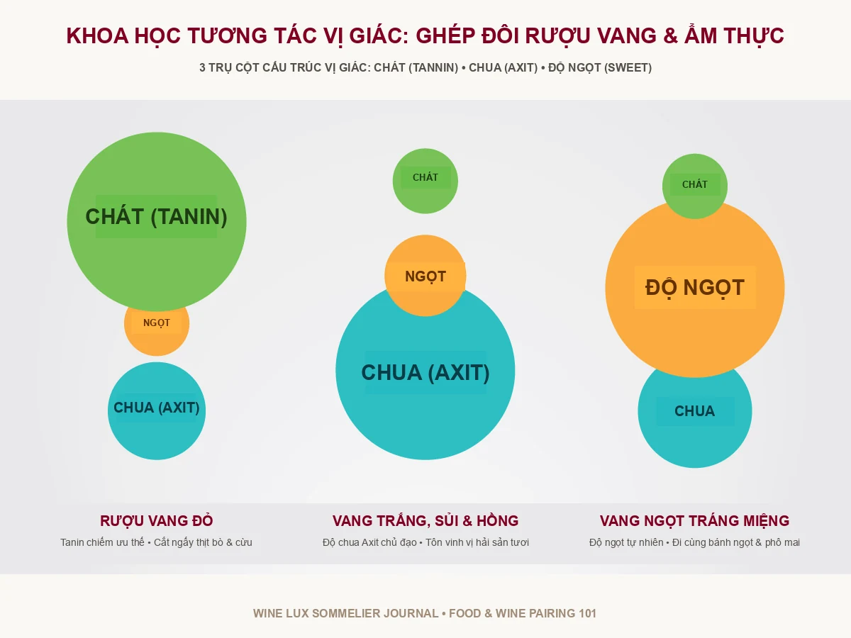 Bản đồ khoa học ghép đôi rượu vang và ẩm thực