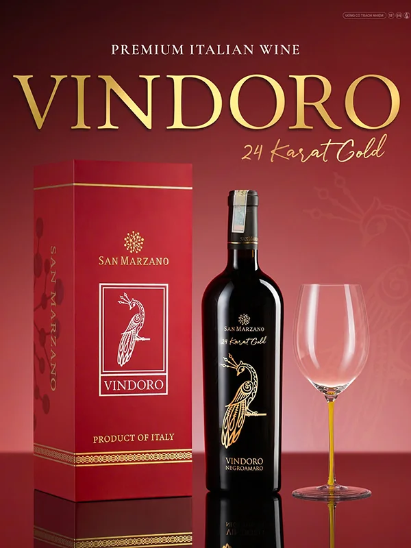 Rượu Vang Ý Con Công Vindoro 24 Karat Gold 2019 ảnh 2